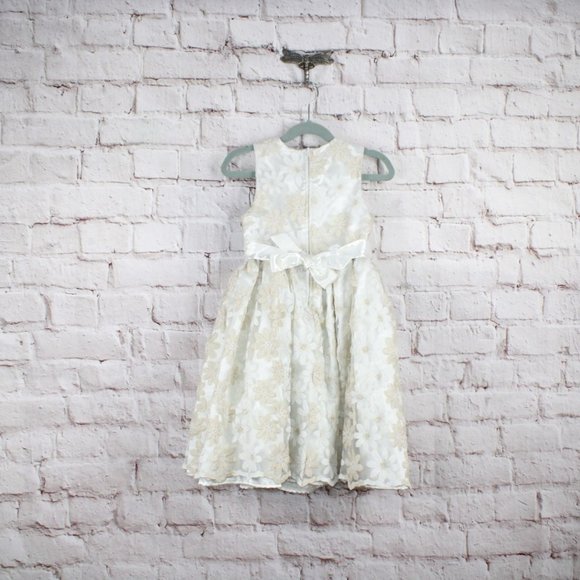Nannette Ivory Floral Lacy Bow Tie Back Zip Dress Formal Party Dress 6X - Picture 8 of 9